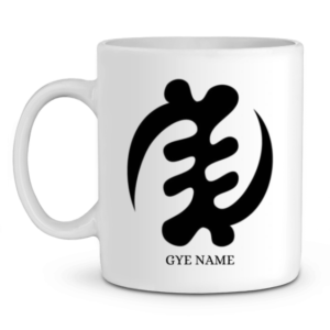 Mug en Céramique Adinkra Gye Name - BLANC - Profil gauche