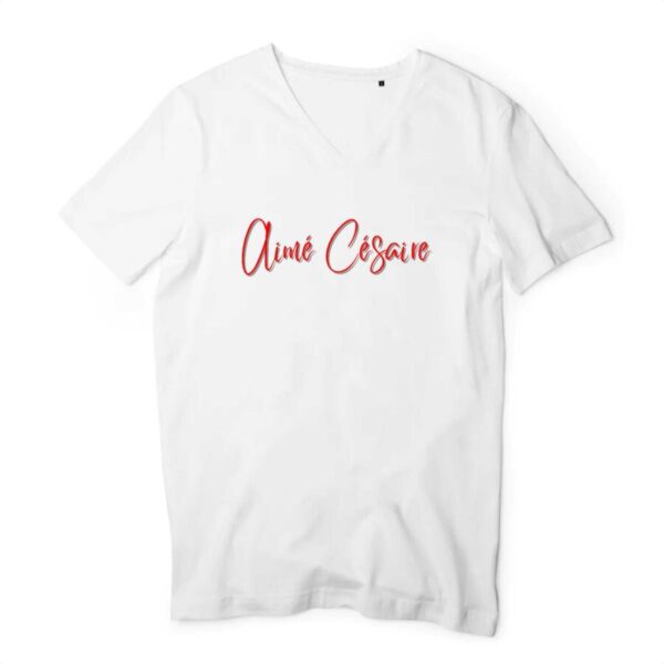 T-shirt Homme Col V 100% Coton Bio Aimé Césaire Signature