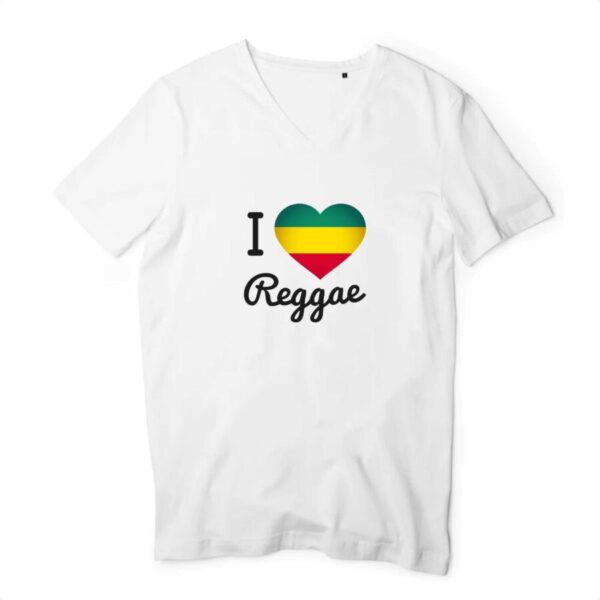 T-shirt Homme Col V I Love Reggae