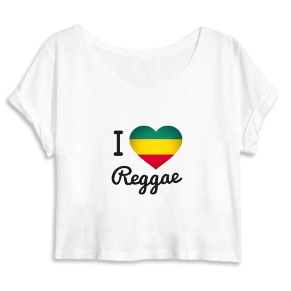 Crop Top Femme 100% Coton BIO I Love Reggae