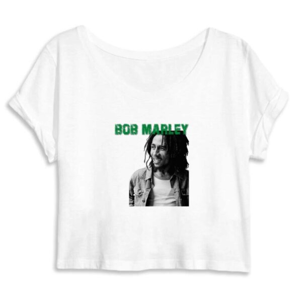 Crop Top Femme 100% Coton BIO Bob Marley Green
