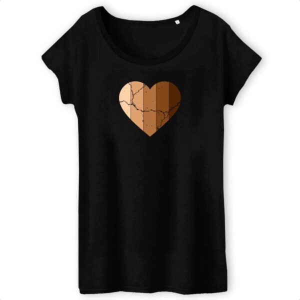 T-shirt Femme 100% Coton BIO Cœur Marron TW