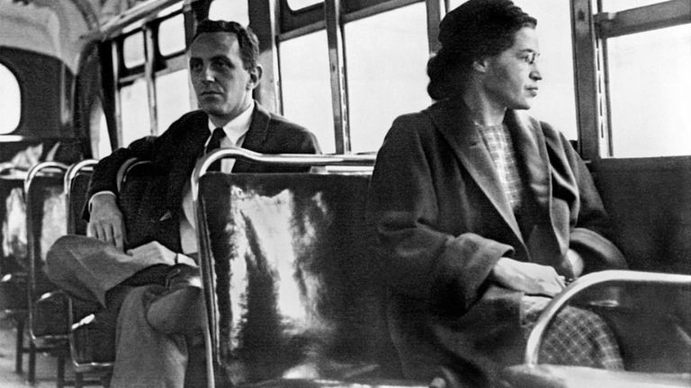 Rosa Parks on ths bus maroons.black