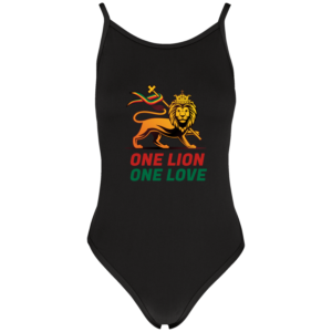 black_face One Lion One Love Women's V-neck Swimsuit